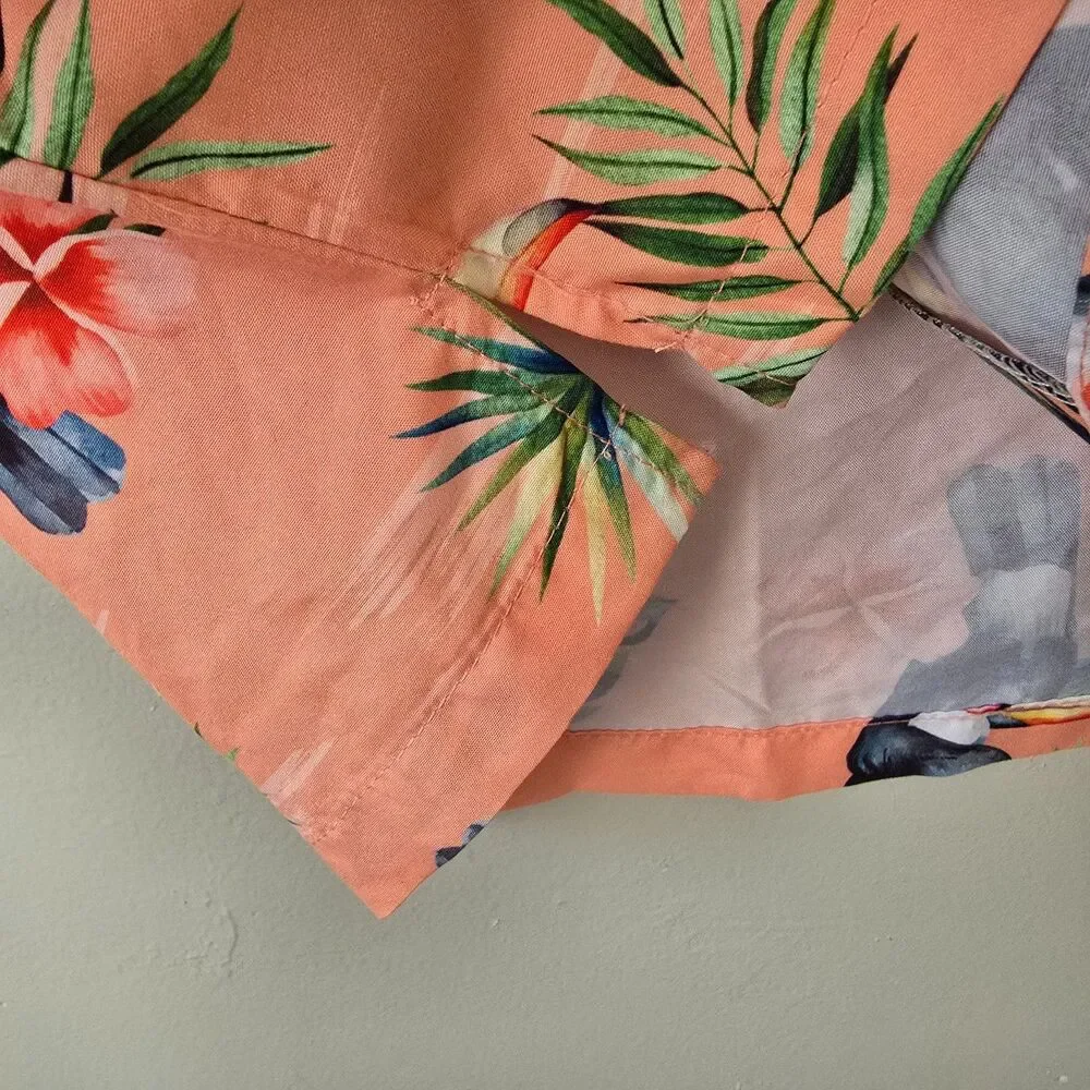 NWT Uzzi Amphibious Gear Hawaiian Button Up Shirt Toucan Coral Vaca Resort Beach - Picture 5 of 10